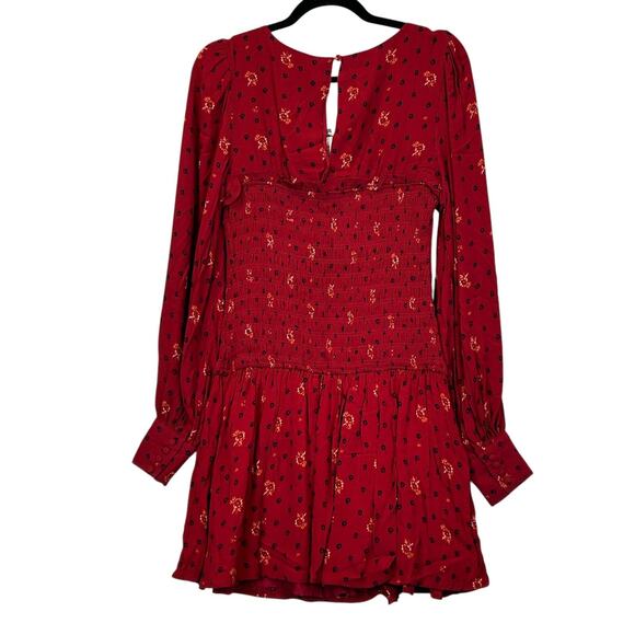 Free People Smock It Too Me Floral Dress Ruby Combo OB885578 Women's Small NWT - Picture 2 of 12